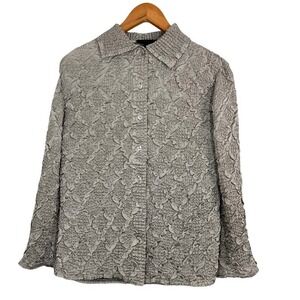Shanghai Lou Lou Nardi Womens M Taupe Crinkle Textured Shirt‎ Artsy Avant Garde